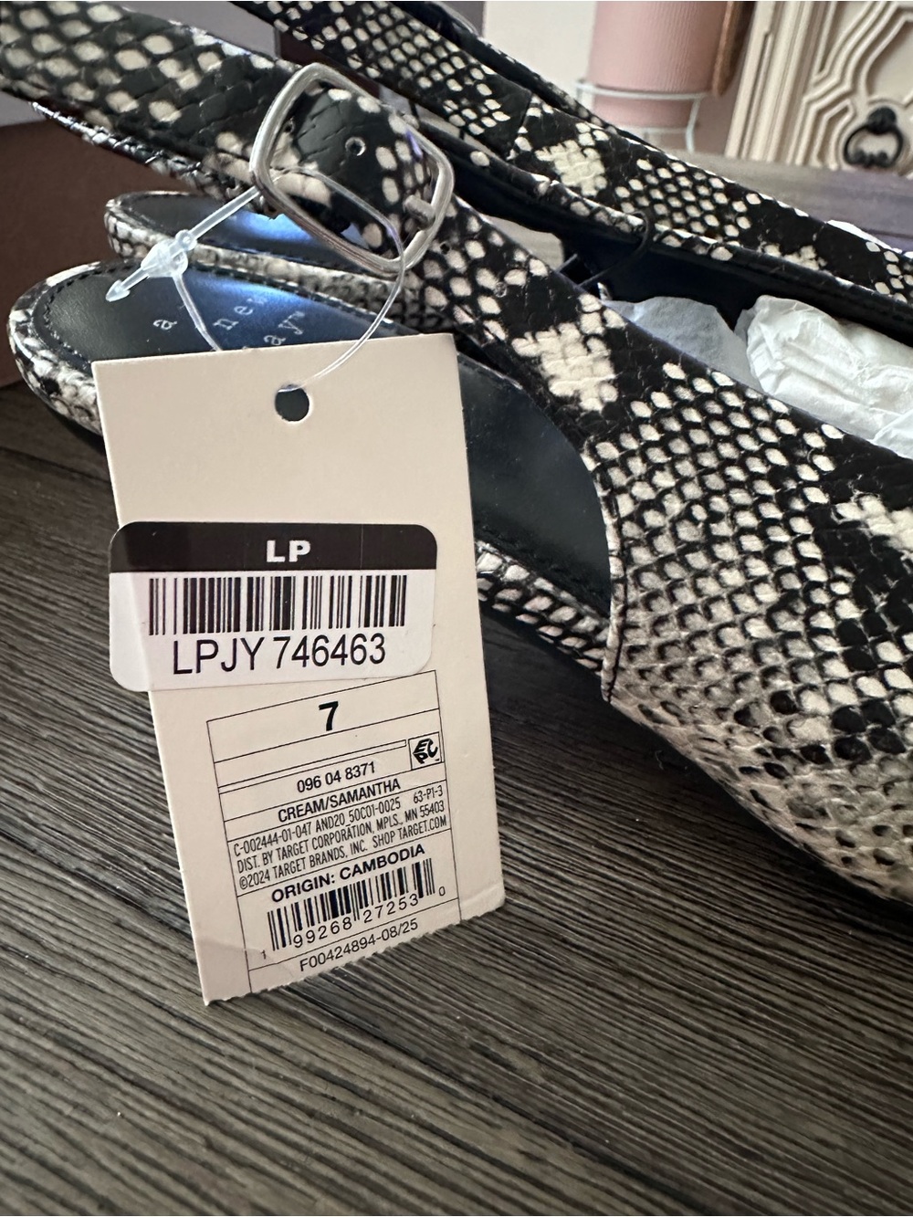 a new day Pointed Snake-Print Slingback Flats - Black & Cream - Picture 4 of 4